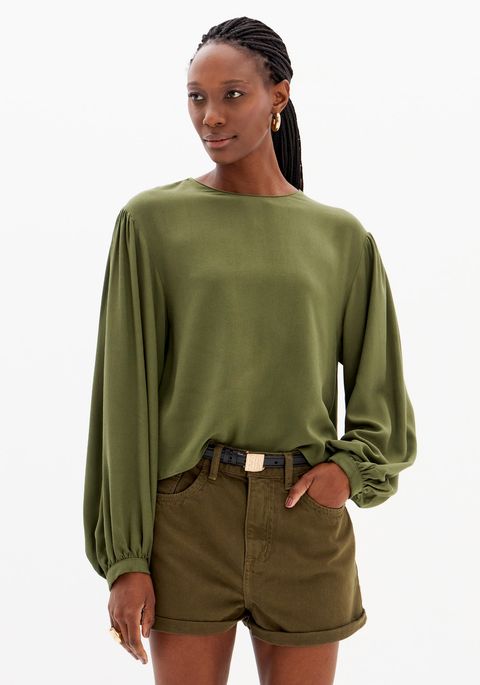 Blusa Fluida Mangas Longas Crepe