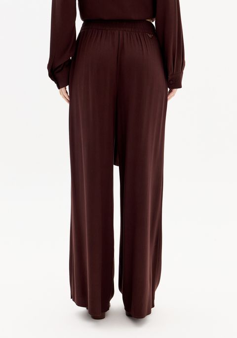 Calça Wide Leg Cintura Alta Com Bolsos