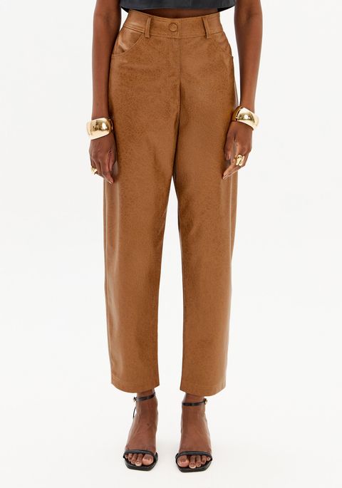 Calça Baggy PU Cintura Alta