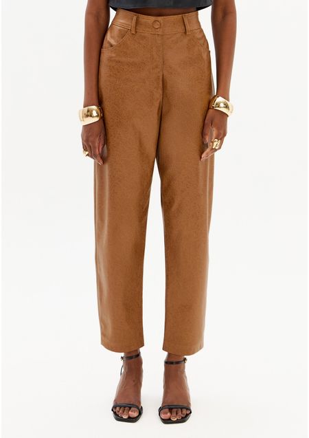 Calça Baggy PU Cintura Alta