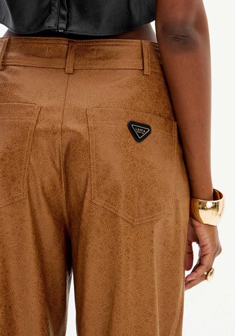 Calça Baggy PU Cintura Alta