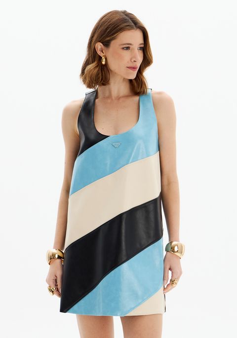 Vestido Curto Pu Mosaico