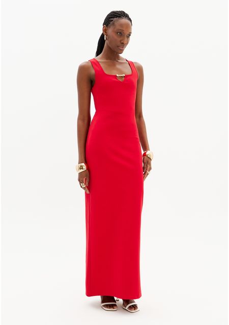 Vestido Super Midi Com Fenda