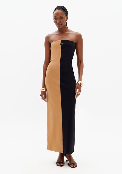 Vestido Super Midi Bicolor Sem Alças