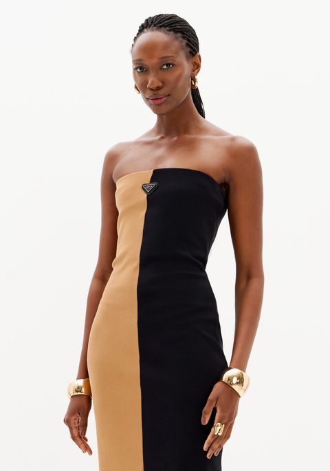 Vestido Super Midi Bicolor Sem Alças