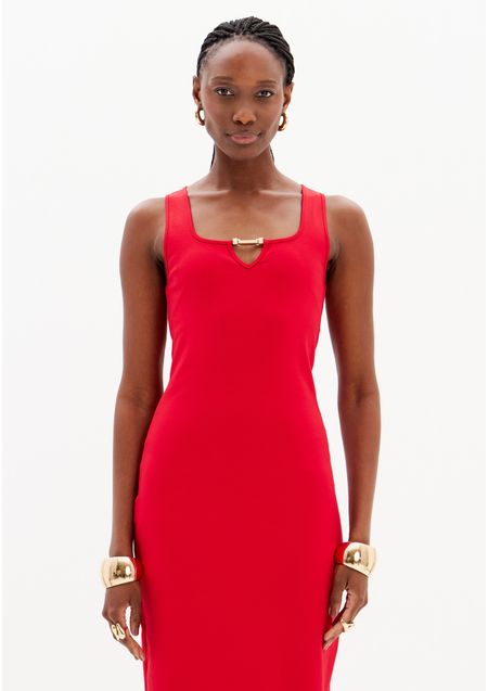 Vestido Super Midi Com Fenda