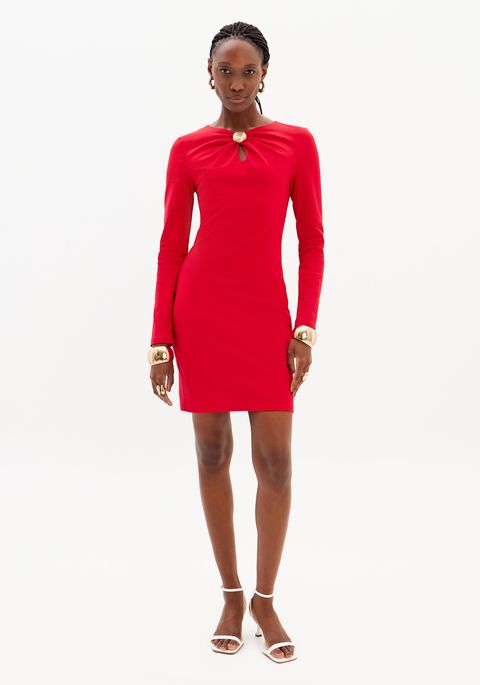 Vestido Curto Justo Manga Longa