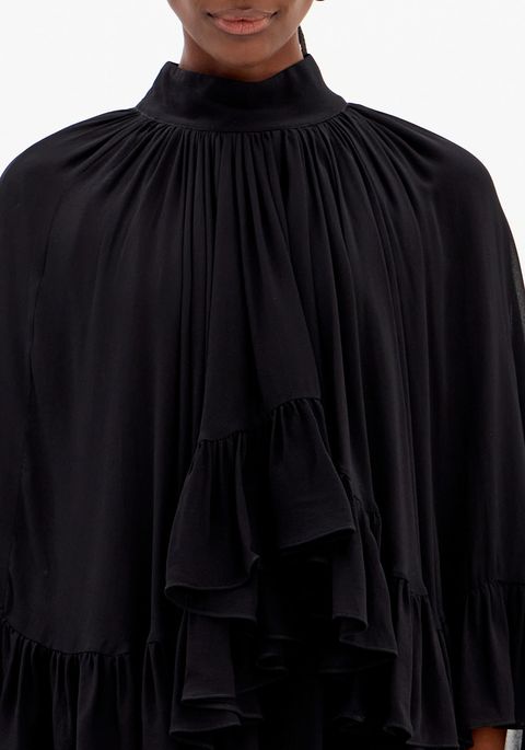Vestido Curto Amplo Manga Longa Gola Alta