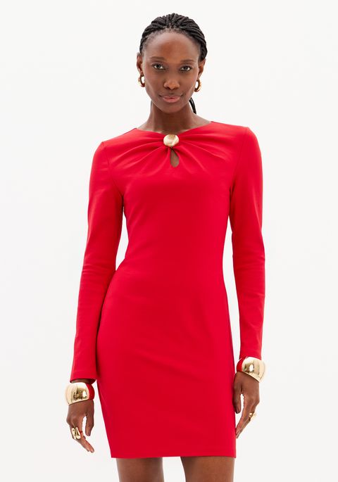 Vestido Curto Justo Manga Longa