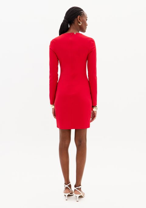 Vestido Curto Justo Manga Longa