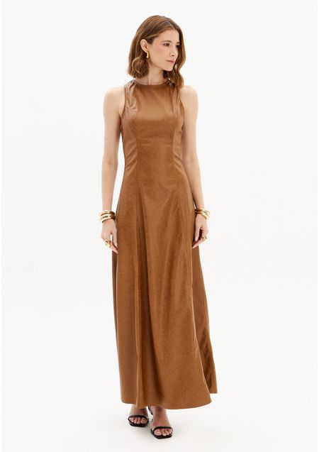 Vestido Super Midi Sem Mangas Pu