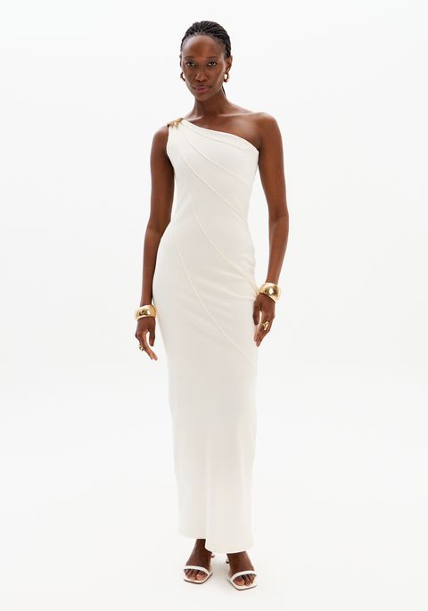 Vestido Super Midi Ombro Único Aviamento