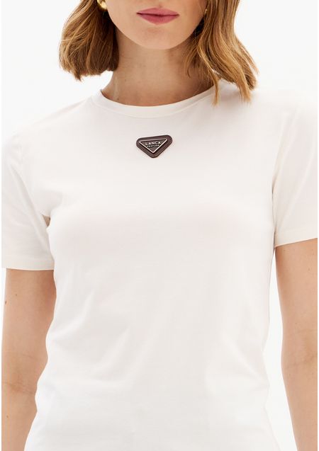 Blusa T-shirt Básica Baby Look Com Placa