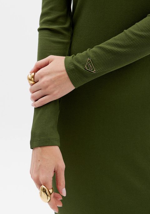 Vestido Canelado Super Midi Gola Alta