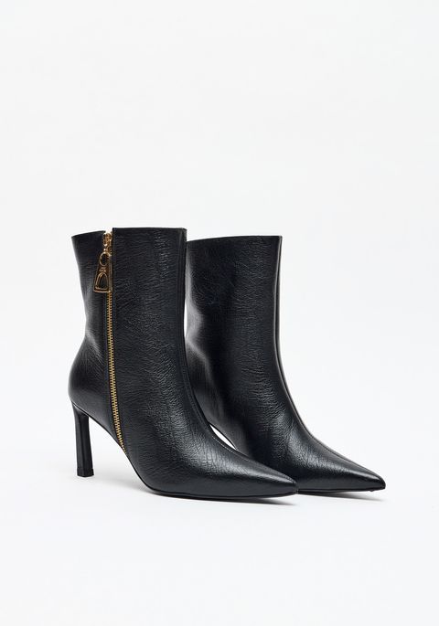 Bota Couro Bico Fino Salto Alto