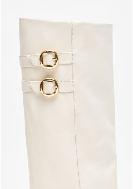 Bota Fold Over Boot Couro Com Fivelas