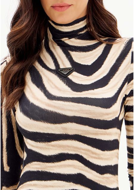 Blusa Manga Longa Justa Com Gola Alta