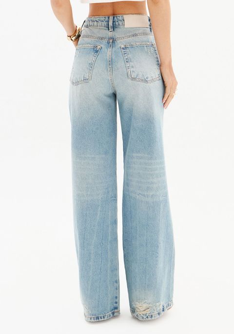 Calça Jeans Wide Leg Com Cintura Super Alta