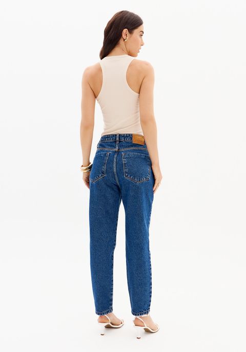 Calça Jeans Luna Mom Com Cintura Super Alta E Chaveiro