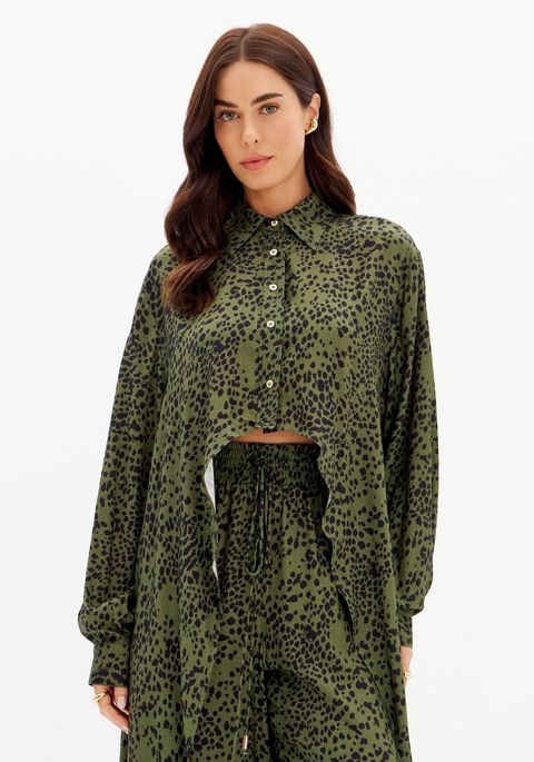 Camisa Alongada Mullet Manga Longa