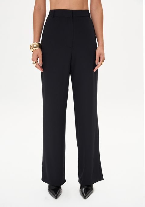 Calça Alfaiataria Full Length Com Bolsos