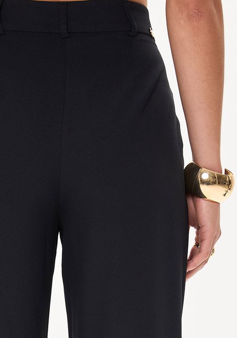 Calça Alfaiataria Full Length Com Bolsos