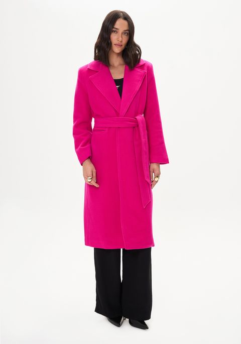 Trench Coat Lã Batida Com Faixa