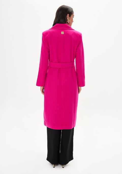 Trench Coat Lã Batida Com Faixa