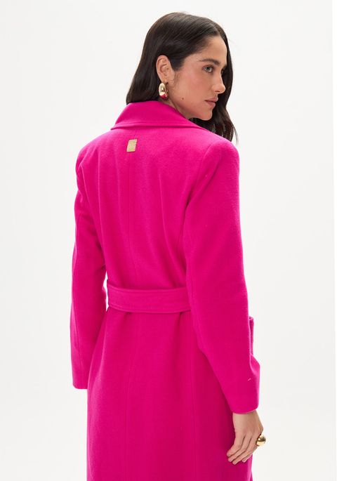Trench Coat Lã Batida Com Faixa