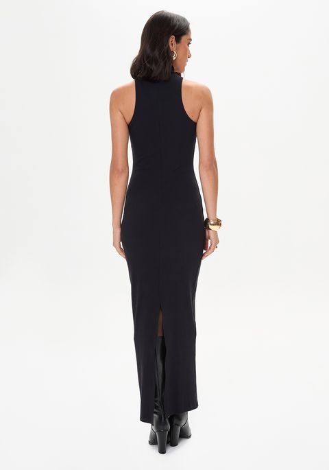 Vestido Super Midi Enfeite Metalizado