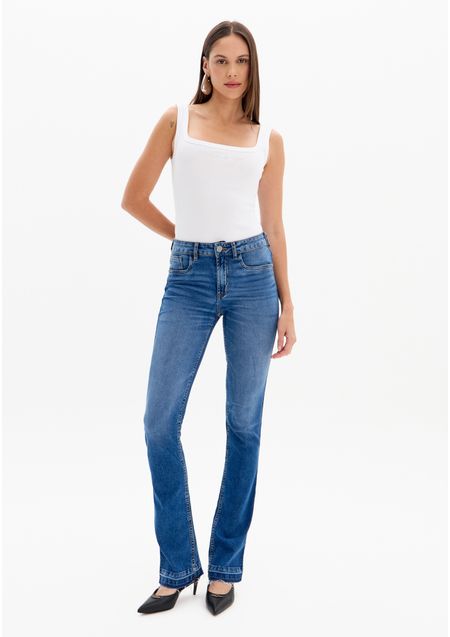 Calça Jeans Com Cintura Alta Boot Cut