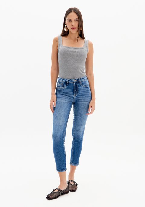 Calça Jeans Second Skin Ankle Cintura Alta