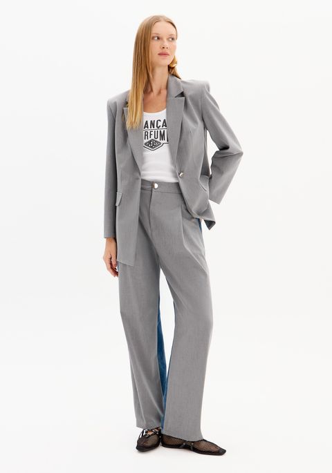 Calça Jeans Baggy Cintura Alta Alfaiataria