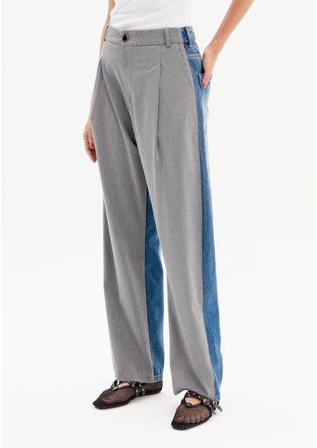 Calça Jeans Baggy Cintura Alta Alfaiataria