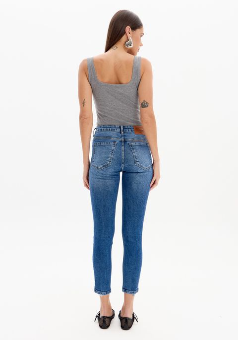 Calça Jeans Second Skin Ankle Cintura Alta