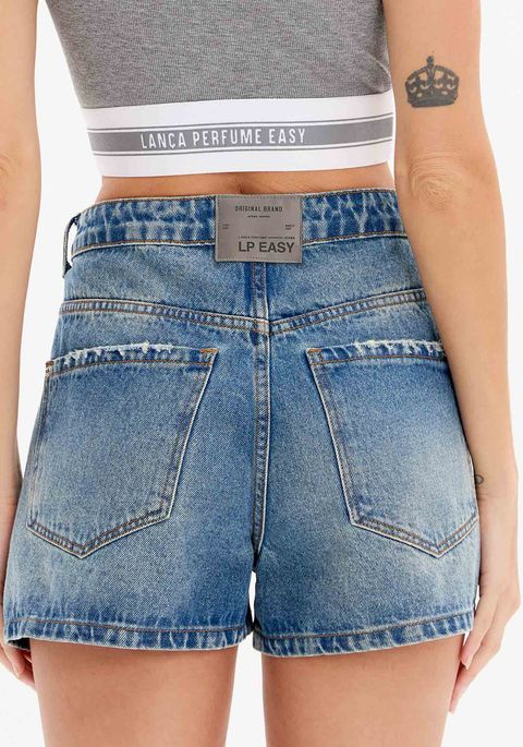 Short Jeans Comfort Cintura Alta Alfaiataria