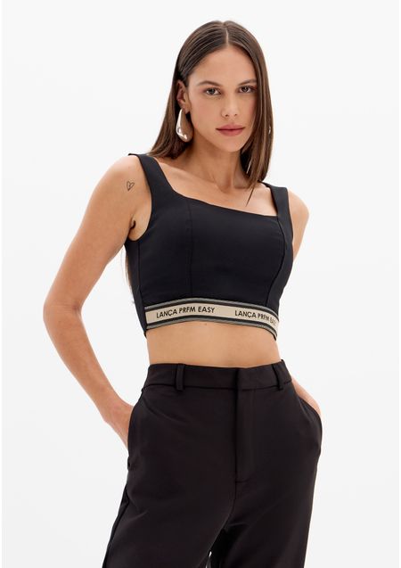 Blusa Cropped De Alças Decote Quadrado