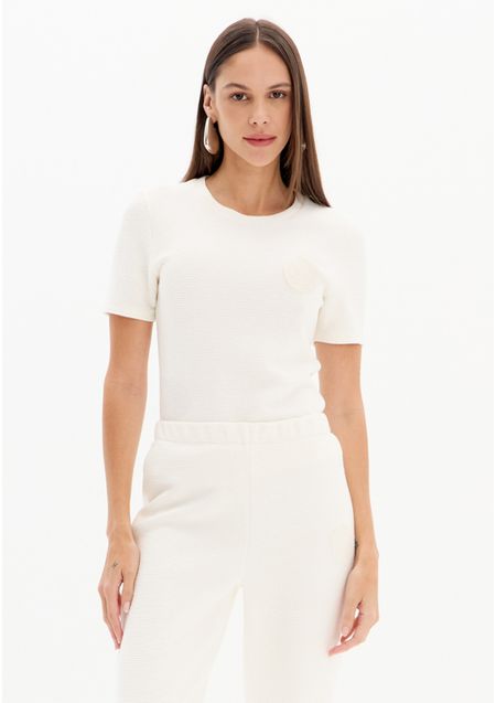 Blusa Mangas Curtas Decote Redondo