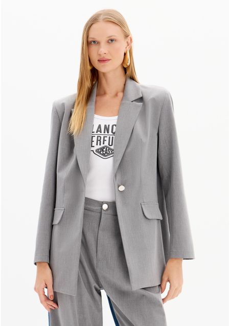 Blazer Oversized Alongado Com Botão