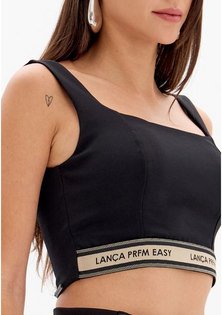 Blusa Cropped De Alças Decote Quadrado
