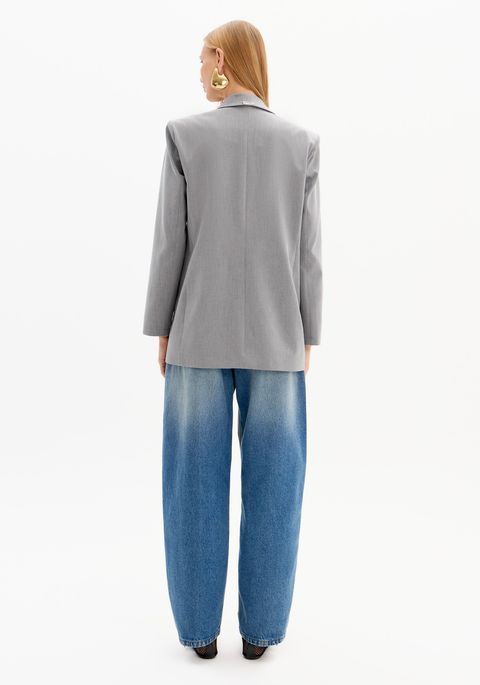 Blazer Oversized Alongado Com Botão