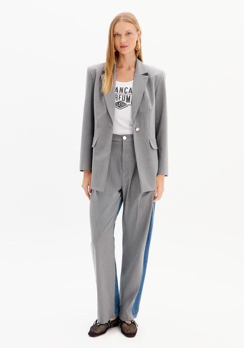 Blazer Oversized Alongado Com Botão