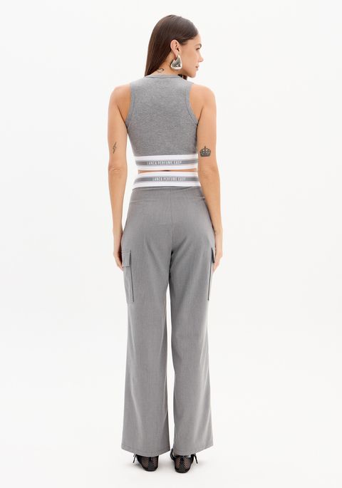 Calça Wide Leg Cintura Alta Elástico Personalizado