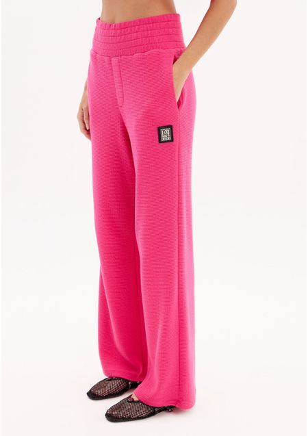 Calça Wide Leg Cintura Alta Texturizada