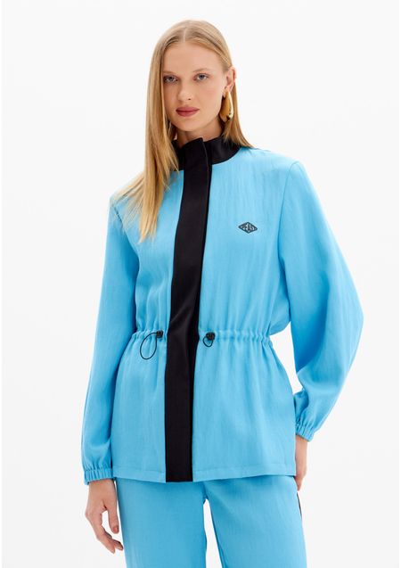 Parka Alongada Gola Alta Bicolor