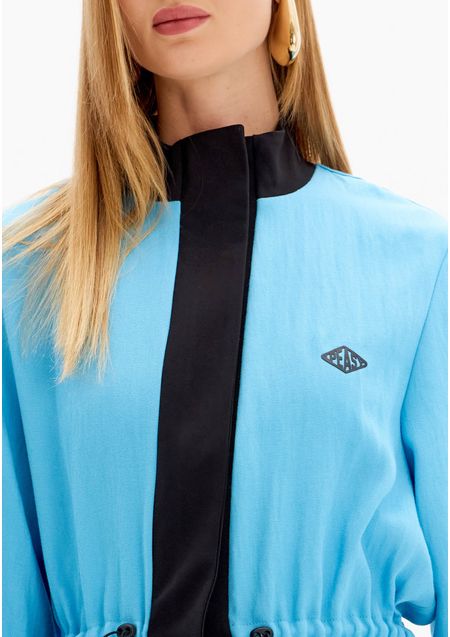 Parka Alongada Gola Alta Bicolor