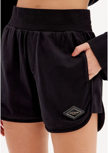 Short De Moletom Cintura Alta Bolsos