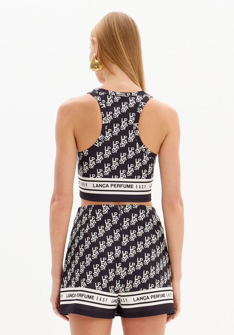 Top Cropped Nadador Estampado