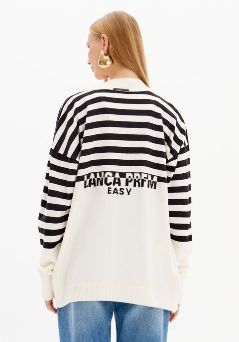 Cardigan Tricô Alongado Com Botões