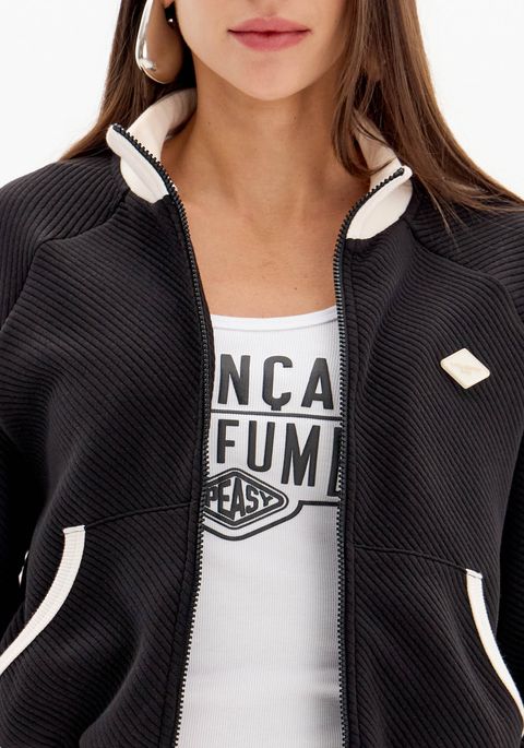 Jaqueta Bomber Bicolor Com Bolsos